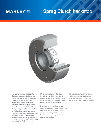 Marley Sprag Clutch Backstop